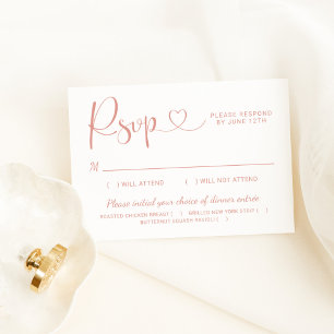 Cartons Réponse Rose moderne Gold Heart Calligraphie Script Mariag