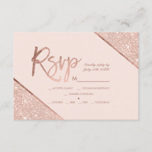 Cartons Réponse Rose or parties scintillant script de  blush rose 