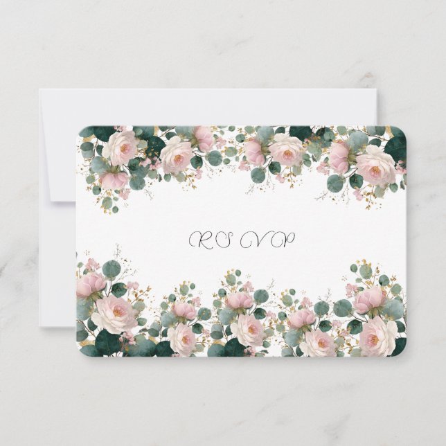 Cartons Réponse Rose Rose Garden Eucalyptus Mariage (Devant)