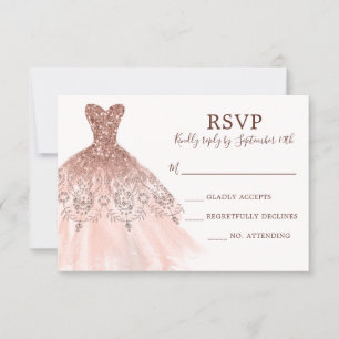 Cartons Réponse Rose Rose Parties scintillant Or Étincelle Robe Ét