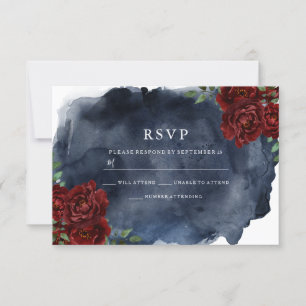 Cartons Réponse Rose rouge romantique et Mariage d'aquarelle marin