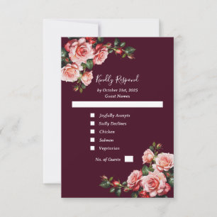 Cartons Réponse Rose sombre et rouge roses mariage bordeaux