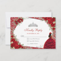 Roses aquarelle rouges et argent Quinceañera
