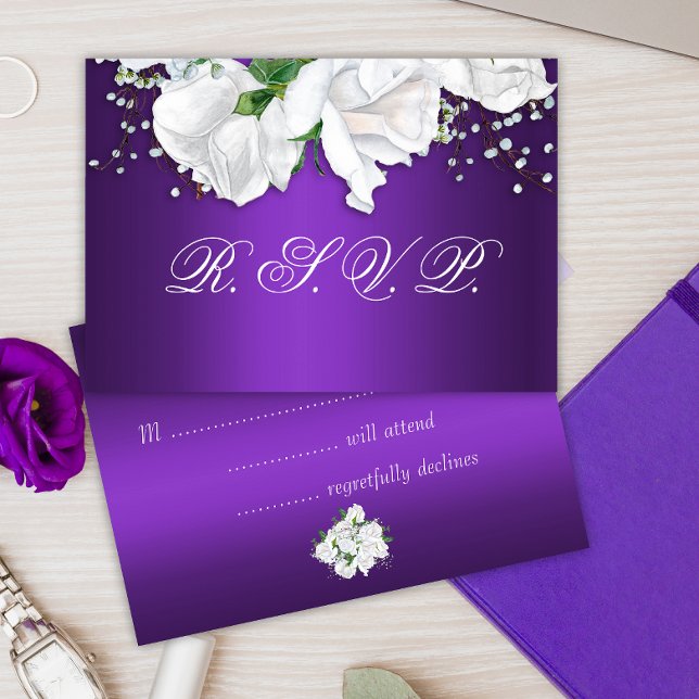 Cartons Réponse Roses blanches et violet profond (Créateur téléchargé)
