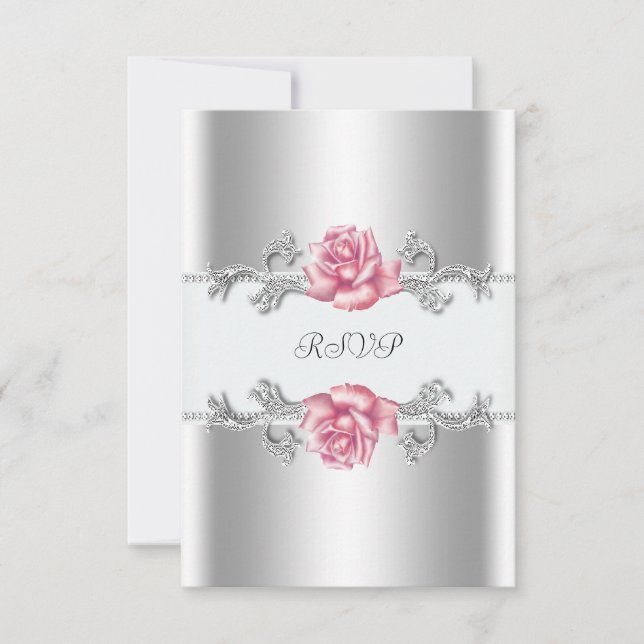 Cartons Réponse Roses roses roses Argent 25e anniversaire Mariage  (Devant)