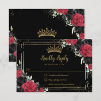 Roses Rouges Noires Fleurs Or Quinceañera Douce 16