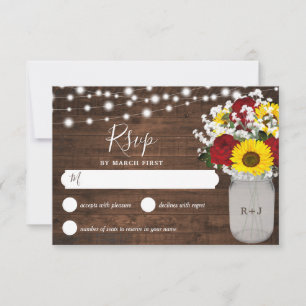 Cartons Réponse Roses rustiques de tournesols Mason Jar Lumières M