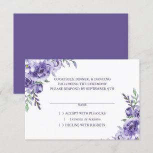 Cartons Réponse Roses violets   Elégante aquarelle florale Boho