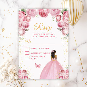 Cartons Réponse Rouge Pâle et Or Princesse à Peau Mate