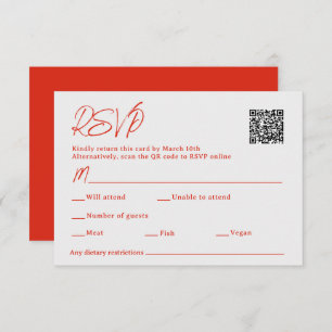 Cartons Réponse Rouge Poppy Sacan QR Code Mariage