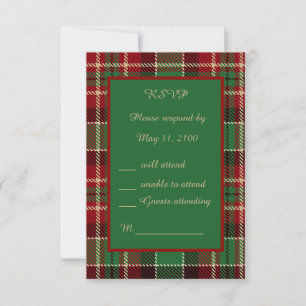 Cartons Réponse rouge vert noir écossais celtique tartan mariage