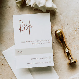 Cartons Réponse Rouille Mariage de script manuscrit moderne