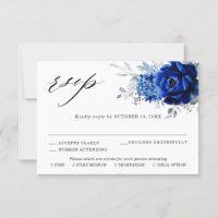 Royal Bleu Blanc Argent Métallo Mariage Floral