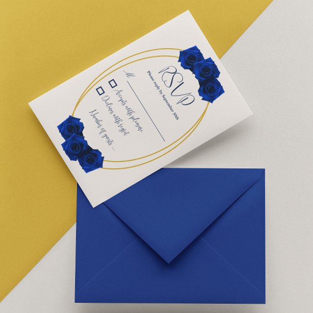 Cartons Réponse Royal Blue et Gold Geometry Quinceañera (Créateur téléchargé)