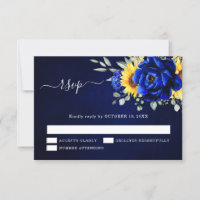 Royal Blue Rustic Tournesol Moderne Floral Mariage