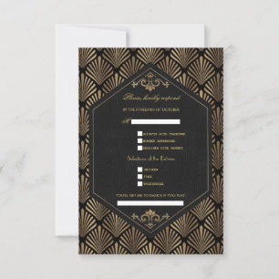 Cartons Réponse Royal Roaring 20's Gold Black Grand Mariage Gatsby
