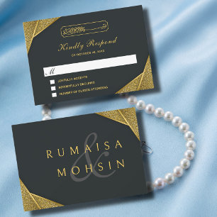 Cartons Réponse Royal Rustic Gold Elegant & musulman Mariage islam
