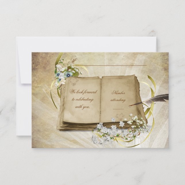 Cartons Réponse RSVP- Ancien Livre de Mariage (Devant)