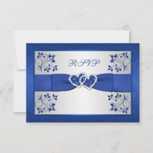 Cartons Réponse RUBAN IMPRIMÉ Carte-réponse florale argent et bleu
