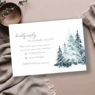Cartons Réponse Russe Aquarelle Neige Hiver Forêt Mariage de pin