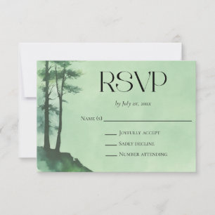 Cartons Réponse Russe Vert Aquarelle Pine Tree Mariage forestier