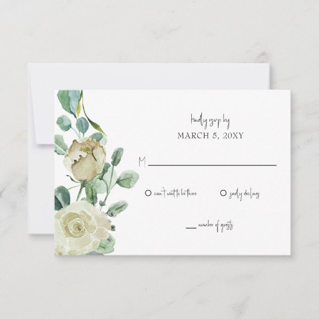 Cartons Réponse Rustic Airical Botanical Neutral Floral Mariage (Devant)