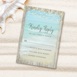 Cartons Réponse Rustic Beach String éclaire le mariage en bois RSV