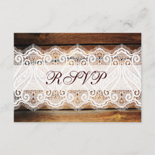 Cartons Réponse Rustic Country Grange Dentelle en bois de mariage