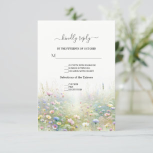 Cartons Réponse Rustic Country Watercolor Fleur sauvage Mariage