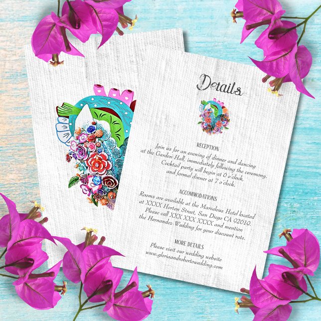 Cartons Réponse Rustic Heart Mariage mexicain Détails (Créateur téléchargé)