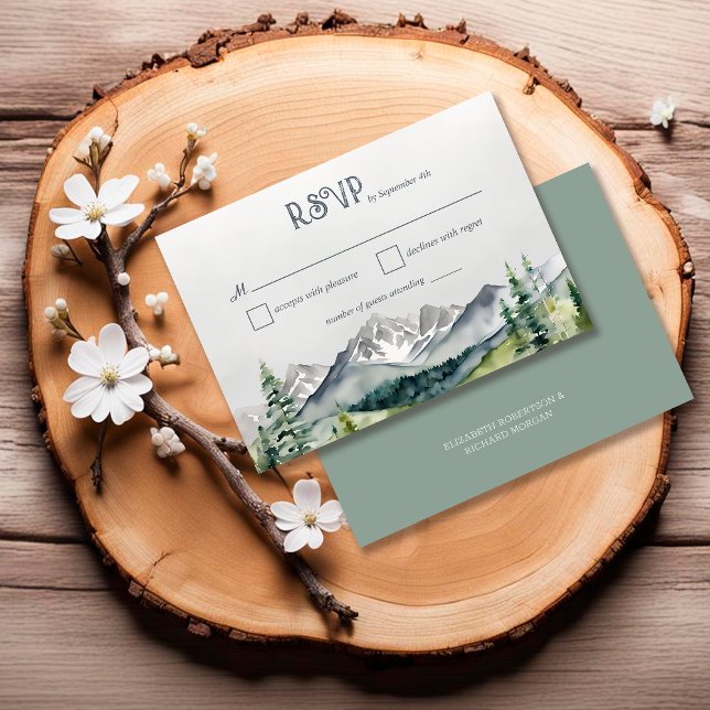 Cartons Réponse Rustic Mountains Forêt Aventure Commence Mariage (Créateur téléchargé)