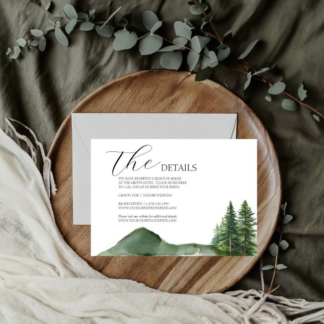 Cartons Réponse Rustic Woodland Mountain Forest Détails du Mariage (Créateur téléchargé)