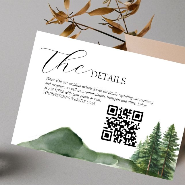 Cartons Réponse Rustic Woodland Mountain Forest Détails du Mariage (Créateur téléchargé)