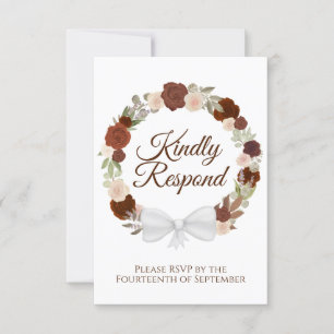 Cartons Réponse Rustique Automne Floral Wreath Rose Mariage