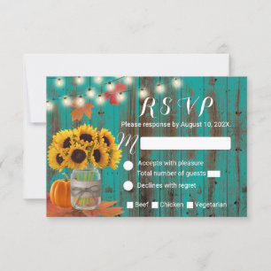 Cartons Réponse Rustique Autumn Sunflower Jar Turquoise Grange Mar