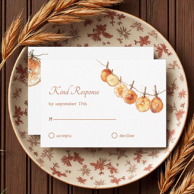 Cartons Réponse Rustique Boho Automne Séché Orange Garland Mariage (Créateur téléchargé)