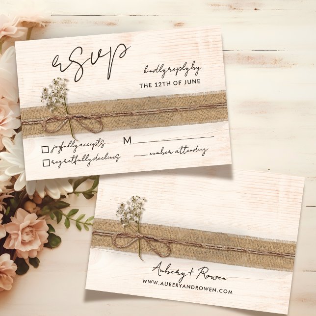Cartons Réponse Rustique Boho Floral Eco Fleur sauvage de bois Mar (Créateur téléchargé)