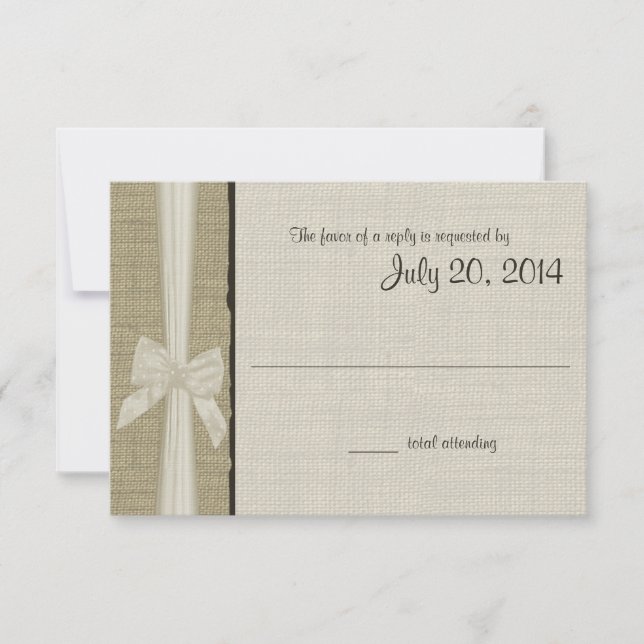 Cartons Réponse Rustique Burlap et Bow Rustic Country Response (Devant)