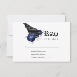 Cartons Réponse Rustique Floral Corbeau Mariage gothique