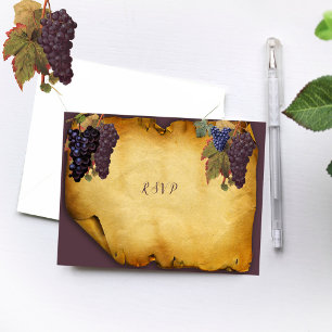 Cartons Réponse Rustique Grunge Étiquette Raisins Vignoble Mariage