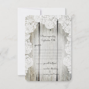 Cartons Réponse Rustique Pays Faux Lace Grange Mariage en bois