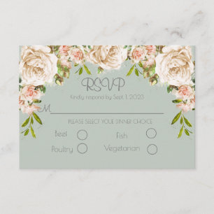 Cartons Réponse Rustique Sage Vert Floral Élégant Mariage Script