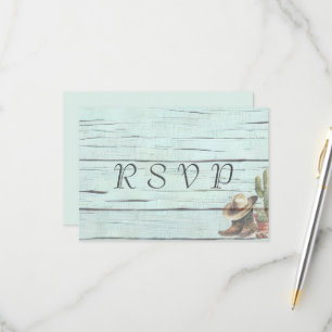 Cartons Réponse Rustique Turquoise Pays Mariage occidental