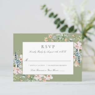 Cartons Réponse Sage Elegant Aquarelle Floral Mariage frontière