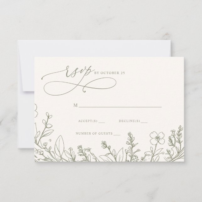 Cartons Réponse Sage Fleur sauvage Jardin boisé Mariage fleuri (Devant)