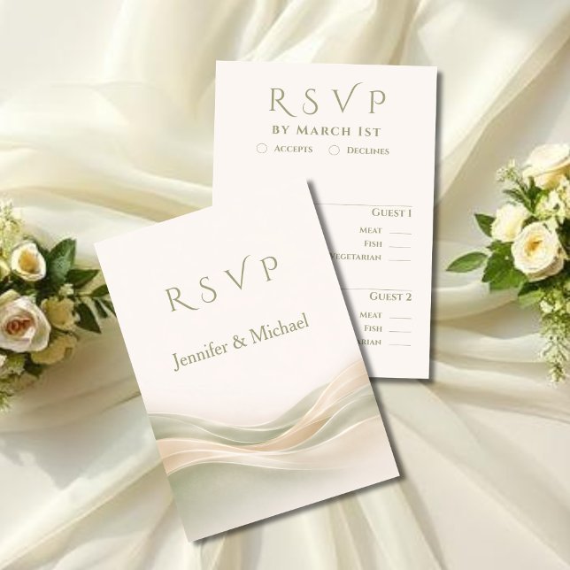 Cartons Réponse Sage Green and Ivory Modern Wedding  (Sage Green and Ivory Modern Wedding  RSVP Card)