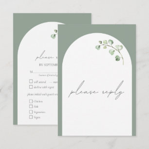 Cartons Réponse Sage Green Arch Botanique Mariage choix de repas