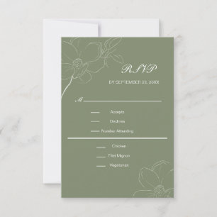Cartons Réponse Sage Green Boho Blanc Floral Mariage Botanique