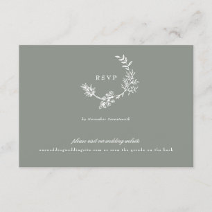 Cartons Réponse Sage Green classique monogramme QR CODE mariage co