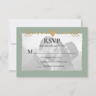 Cartons Réponse Sage Green Photo moderne Gold Hearts
